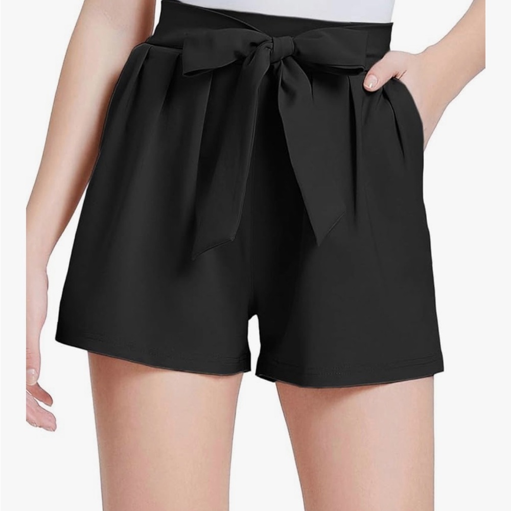 Grace Karin NWT Black High Waist Shorts with Bow